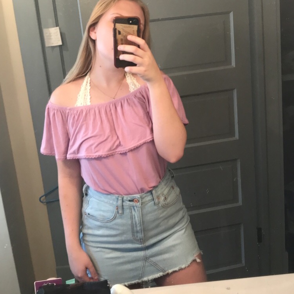 American Eagle ripped denim skirt